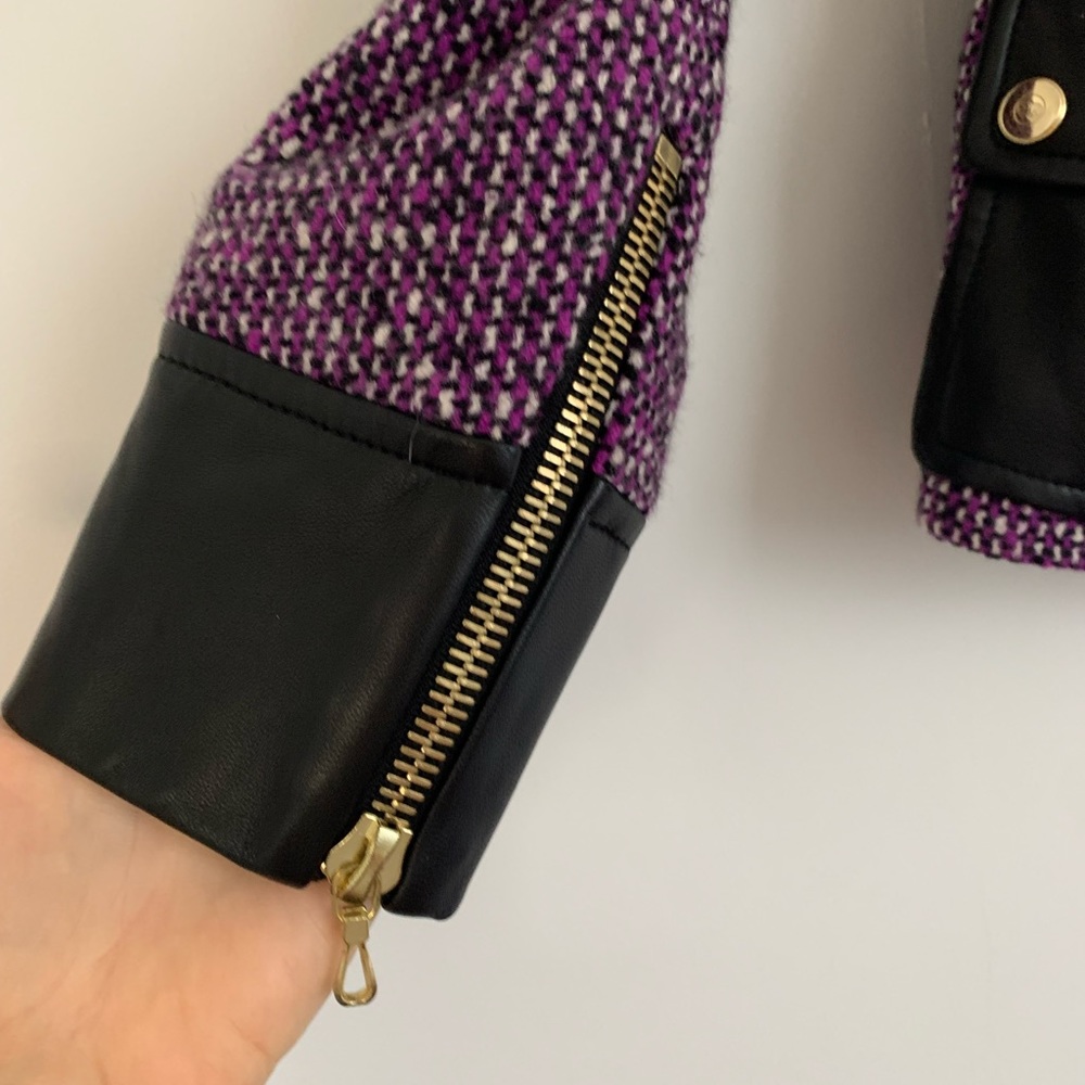 Escada wool and leather purple jacket - Picture 6 of 7